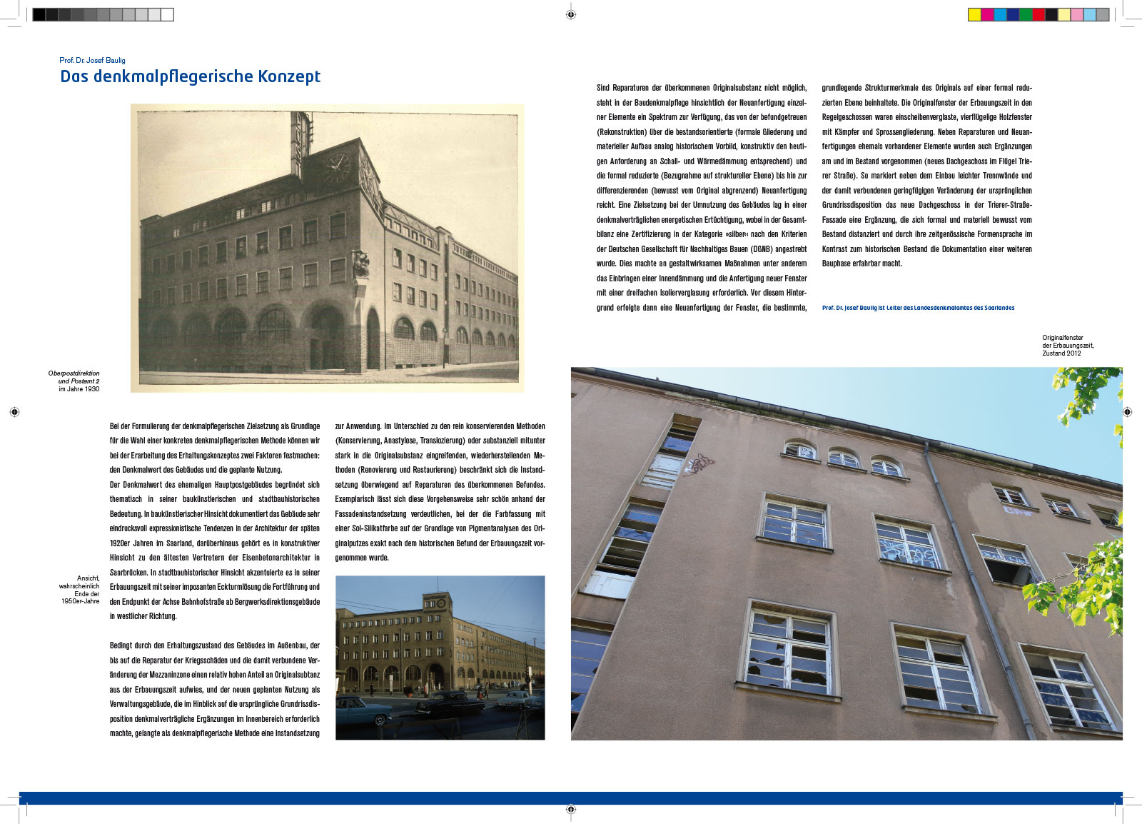 Konzeption, Entwurf und Bebilderung der Präsentationsbroschüre »Alte Post Saarbrücken 1930 – 2015«, Saarbrücken, Saarland — Detailansicht